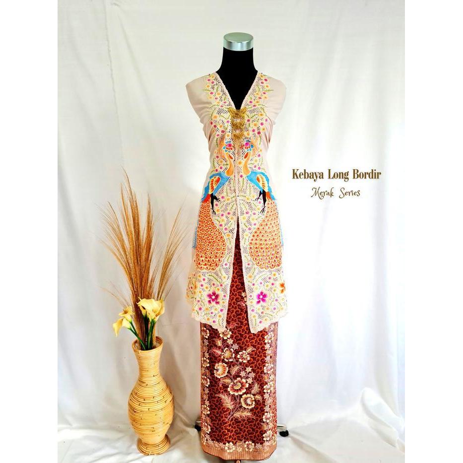Bahan Long Kebaya Bordir Katun Merak Series Dress Panjang Baju Hitam Kain Wanita