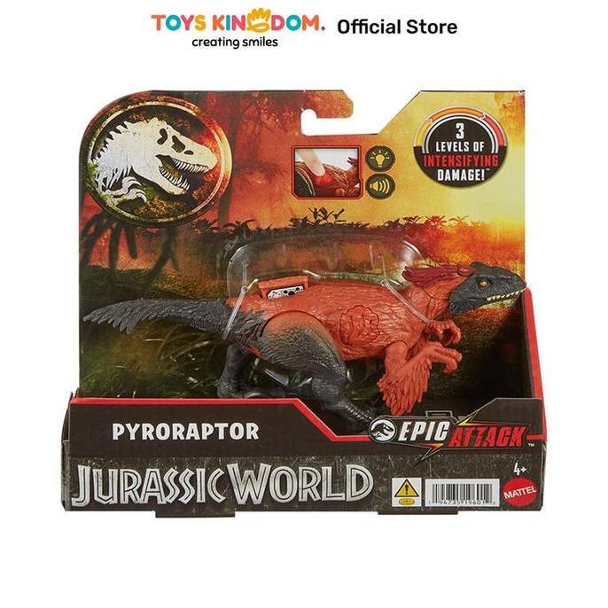 JURASSIC WORLD EPIC ATTACK FIGURE PYRORAPTOR - HITAM/COKELAT