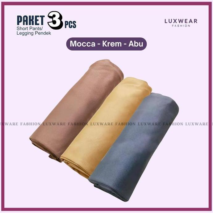 Griloff- Paket 3 Pcs Hotpants Spandex Wanita Shortpants Polos Dewasa Legging Sepaha Pendek Bahan Pre