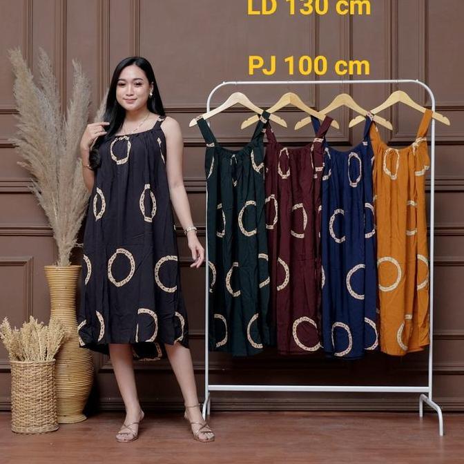 Murah  Daster Jumbo Motif Ring Ld 130 Daster Yukensi Tanpa Lengan Daster Rayon Busui Lingerie Bigsiz