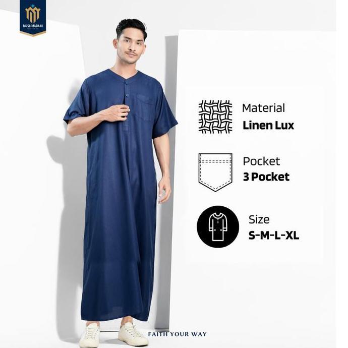 Muslimadani Jubah Dewasa SYAFIQ Gamis Pria Lengan Pendek