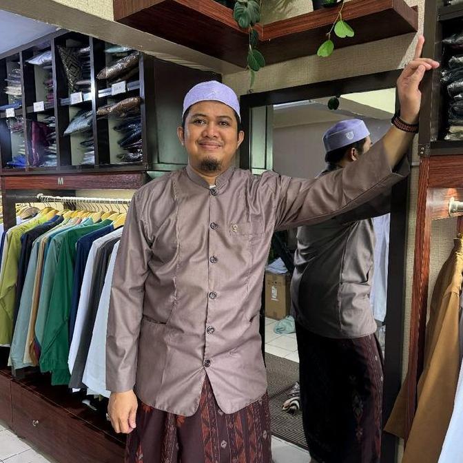 Qolby Collection Kancing Besar Kantong PTL - Baju Muslim Pria Dewasa - Atasan, Katun, Koko, Pendek, 