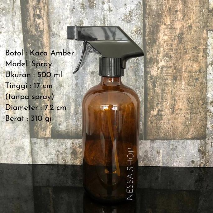 Botol Spray/ Pump Kaca Amber 500 ml