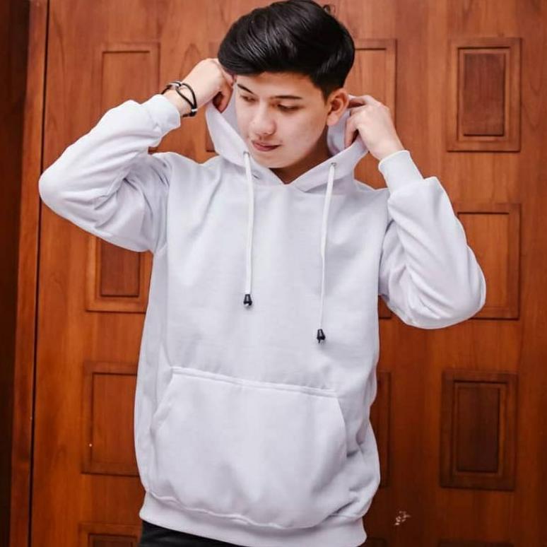 BEST SELLER SWEATER HOODIE POLOS PUTIH PRIA/WANITA UKURAN M.L.XL JAKET HOODIE POLOS # PAKAIAN POLOS 