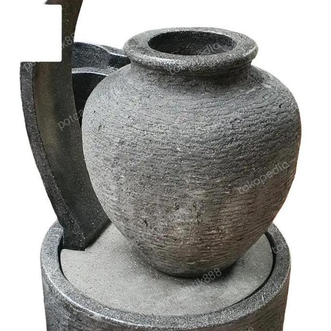 Terlaris Air Mancur Teraso Gentong Hitam Natural Diameter Kolam 50Cm