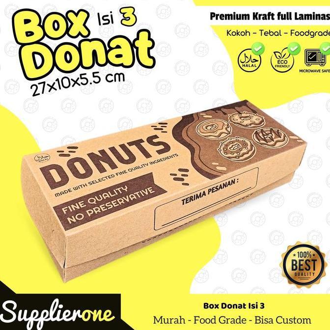 New- Box Donat Isi 3 Motif Isi 25/ Dus Donat / Kemasan Donat / Dus Bandeng / Dus Bomboloni / Donat I