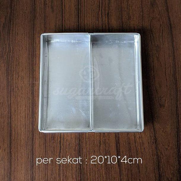 Loyang persegi sekat 2 aluminium 20cm x 10cm x 4cm bahan tebal loyang lapis surabaya cake marble bro