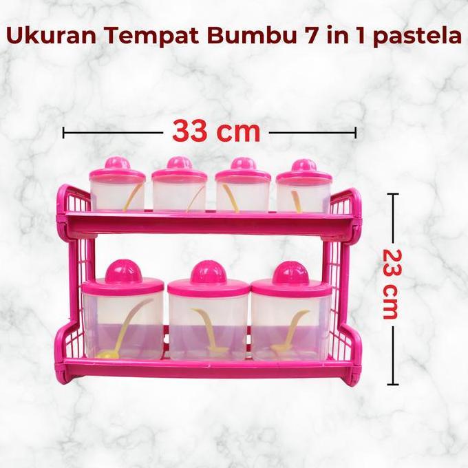 New- [Aff15] Kitchen Set Tempat Bumbu 7 In 1 Pastela Warna Random | Rak Dapur Multifungsi Dengan 7 T