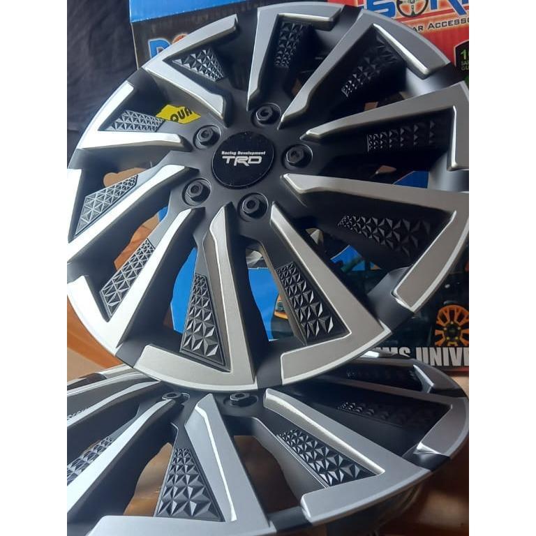 Dop Roda / Wheeldop Tutup Velg Mobil Ring 13 Dan Ring 14 Dop Roda Type Exo Silver - Hitam Wildop Dop