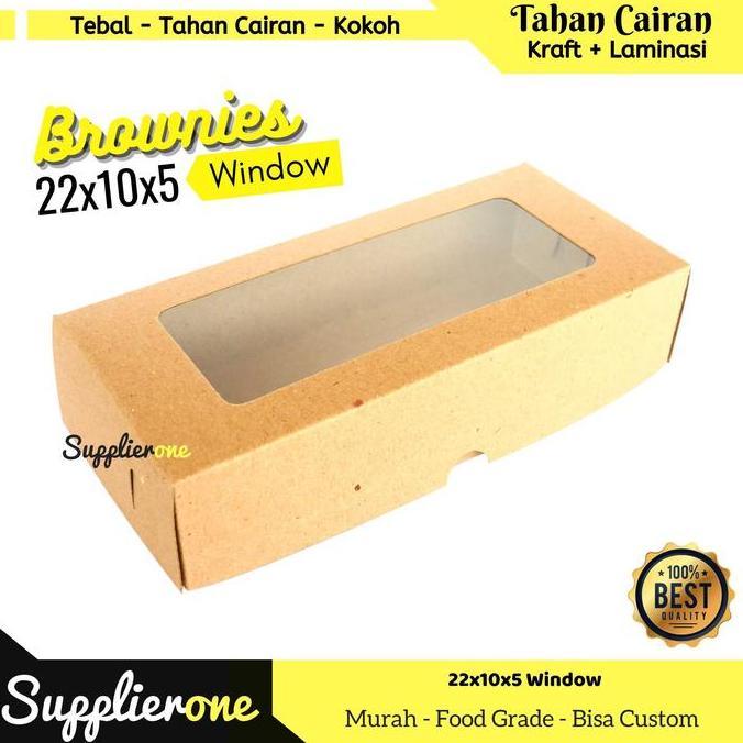 Foodpac- Dus Brownies 22X10X5 Isi 25 Pcs / Box 22X10 / Dus Brownies 22X10X5 / Box Brownies Jendela /