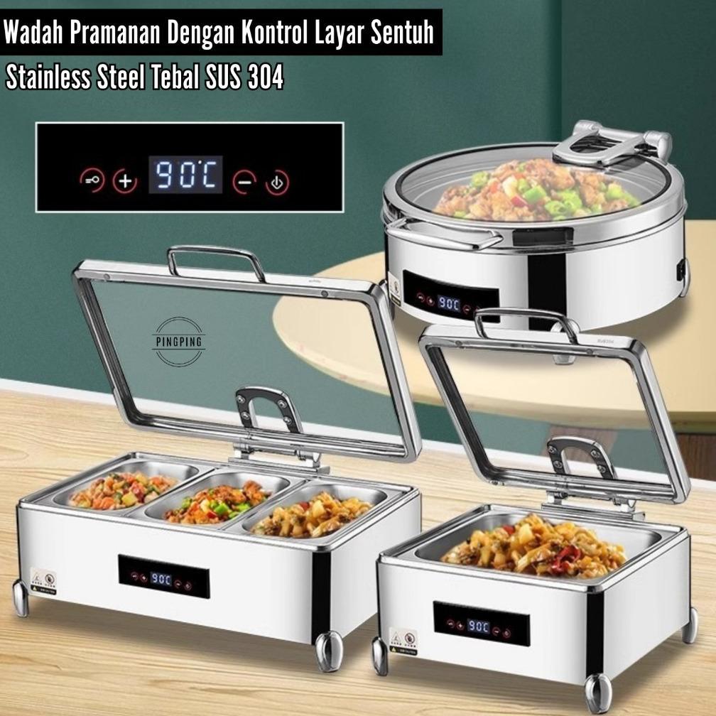 Ready Rolltop Prasmanan Hidrolik Mewah 304 Stainless Tutup Silver