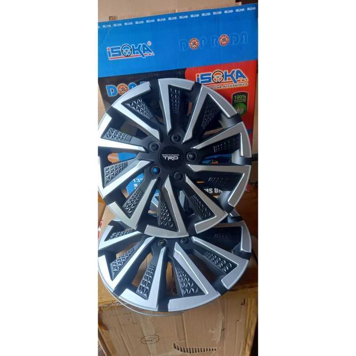 Exsh13 - Dop Roda / Wheeldop Tutup Velg Mobil Ring 13 Dan Ring 14 Dop Roda Type Exo Silver - Hitam /