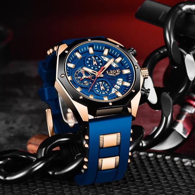 Wgwg- Lige Terbaru Jam Tangan Pria Original Multi Fungsi Anti Air Kalender Kronograf Watch + Kotak H
