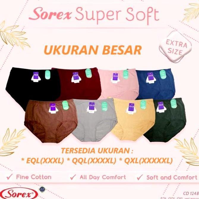 Wkwx- Sorex -Celana Dalam Jumbo Wanita-3Xl,4Xl,5Xl-1248 Lembut Soft Dewasa
