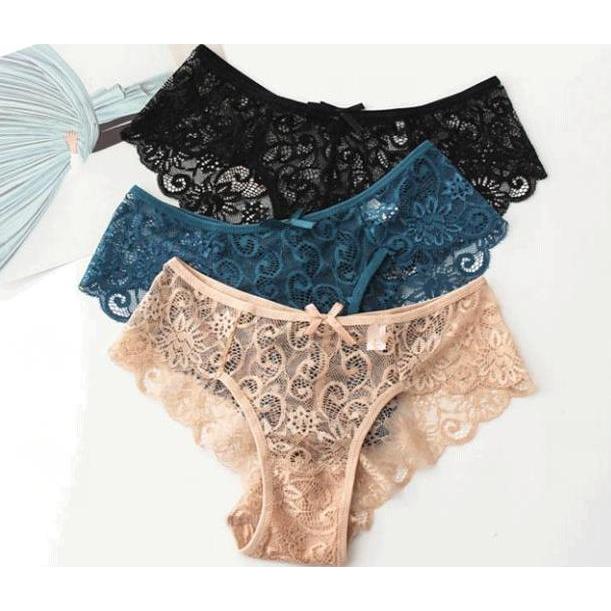Wkwx- Celana Dalam Wanita Jumbo G String Renda Lembut C1250