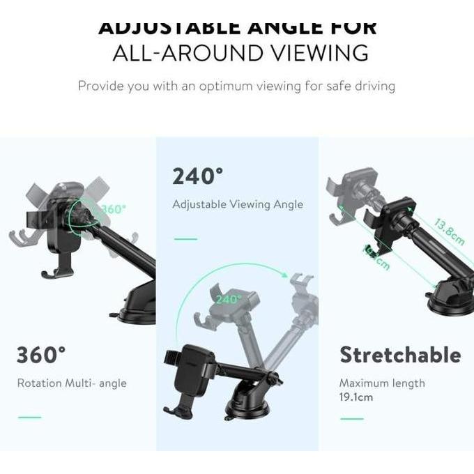 PHONE HOLDER MOBIL DASHBOARD UGREEN DUDUKAN HP DENGAN SUCTION CUP - 80902 (TERBAIK) (TERBARU) (TERMU