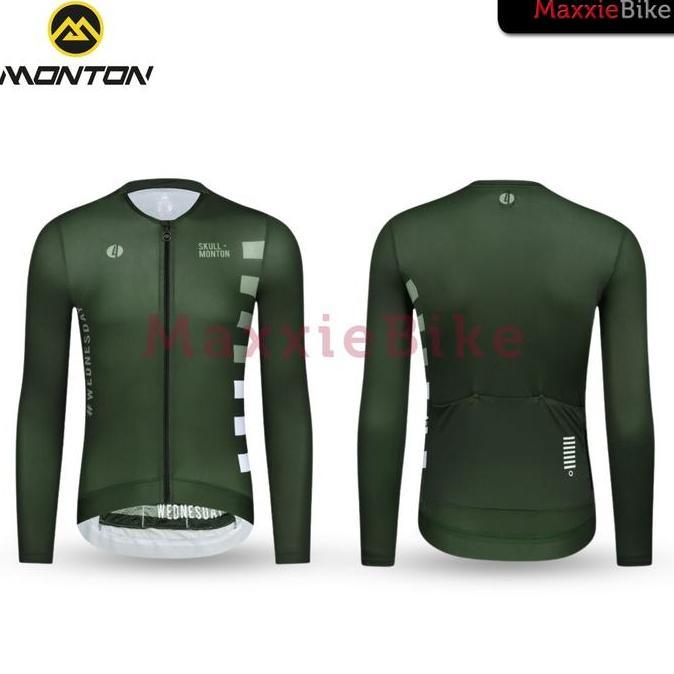 Skull Monton Baju Jersey Sepeda Wanita Lengan Panjang Wednesday II Grn