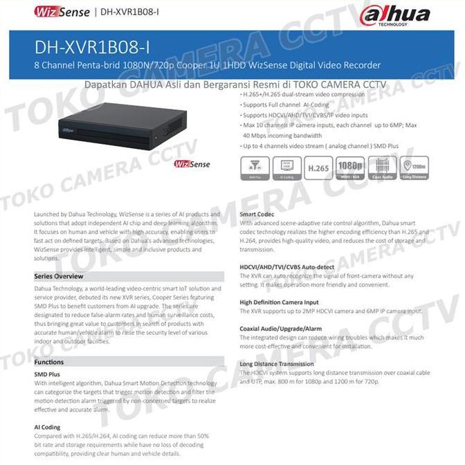 Scuritoi- Dvr Recorder Cctv Dahua 8 Channel Cctv Dahua 8Ch 2Mp