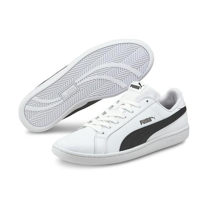 Grosir Puma Sepatu Smash Leather Sneakers White-Black-White