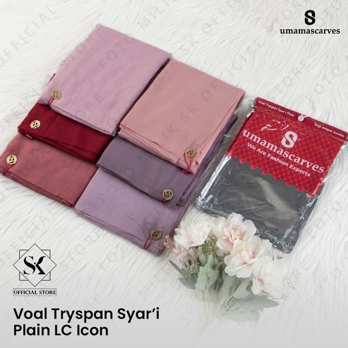 Dieocrd- Jilbab Umama Scarf Voal Tryspan Syari Lasercut Logo S Pouch 130X130Cm Kerudung Voal Premium