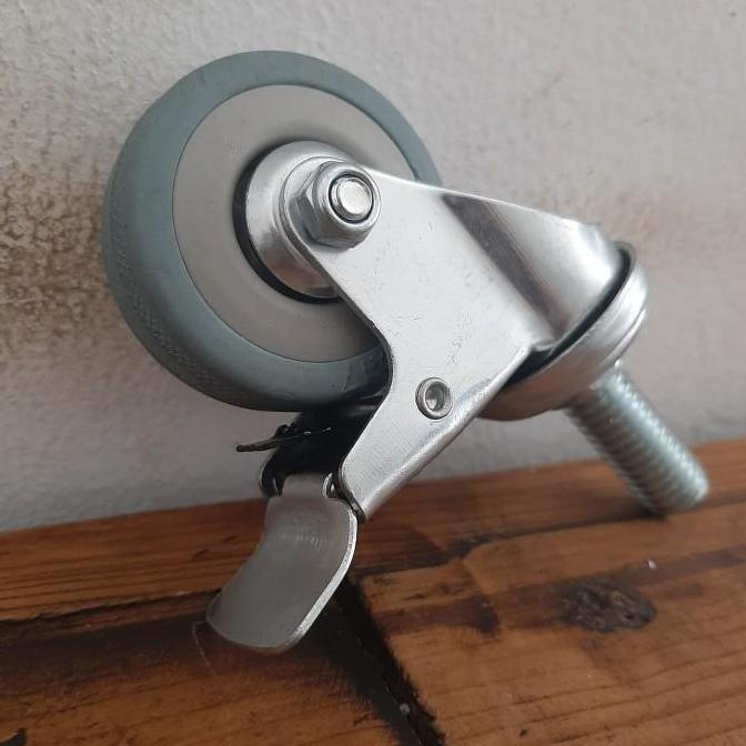 (Allthebest) RODA TROLLEY TROLI ABU GREY RUBBER 2 INCH HIDUP REM TUSUK DRAT