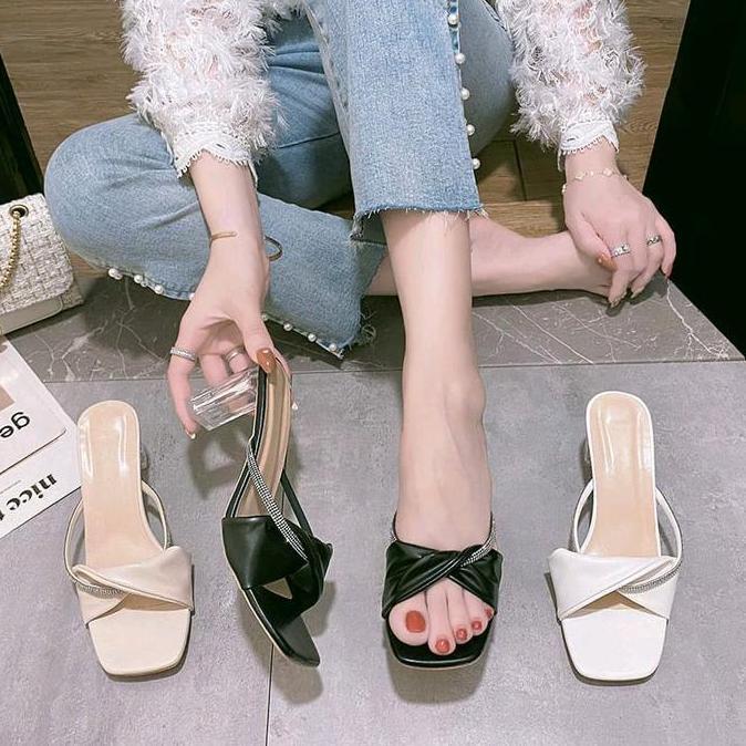Sandal Wanita gelitter Sandal Wanita Hells Kaca Natalia Heels Pesta Shoes