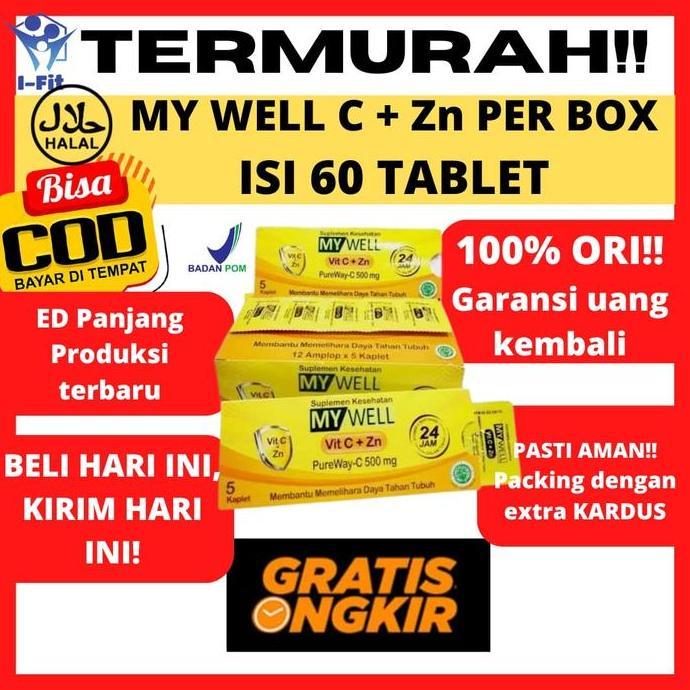 Hololoo- Mywell Mywel My Well Vitamin C Zn Pureway C 500 Zink 1 Box Isi 60 Tab