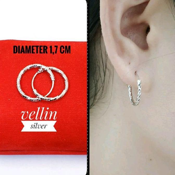 Kilaugaya- Anting Bulat Perak Silver 925 Lapis Emas Putih / Anting Gipsy Gipsi