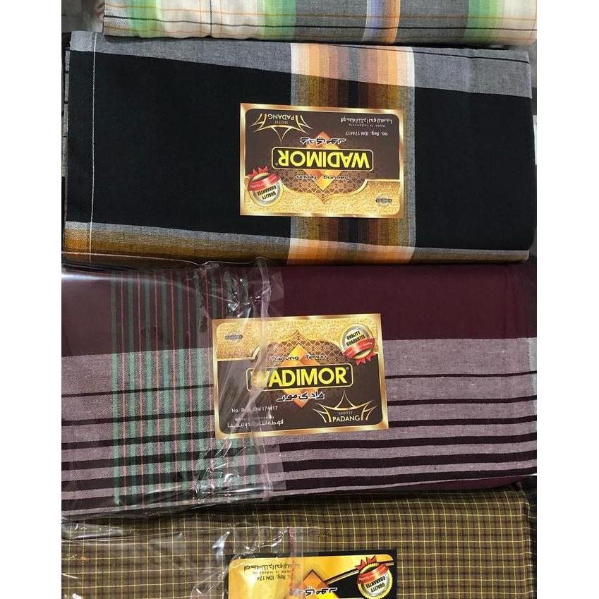 Otwkirim- Wadimor Sarung Pria Dewasa Motif Kotak / Polos Hitam  Lebaran