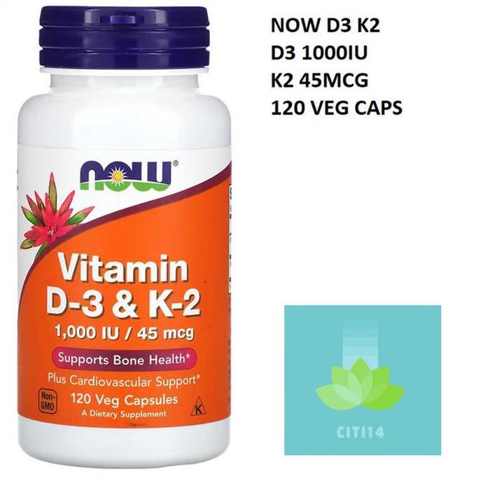 Hololoo- Now D3 K2 120 Caps D3 1000Iu K2 50Mcg Vitamin D3 & K2 Now D3K2
