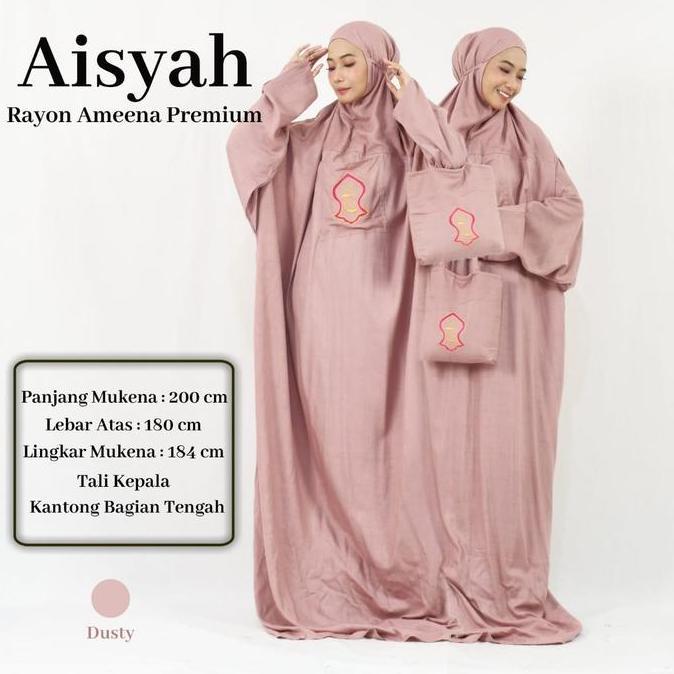 Otwkirim- Mukena Terusan Terompah Aisyah Dewasa Panjang Rayon Muken  Abordir Mukena Putih Mukena  Ha
