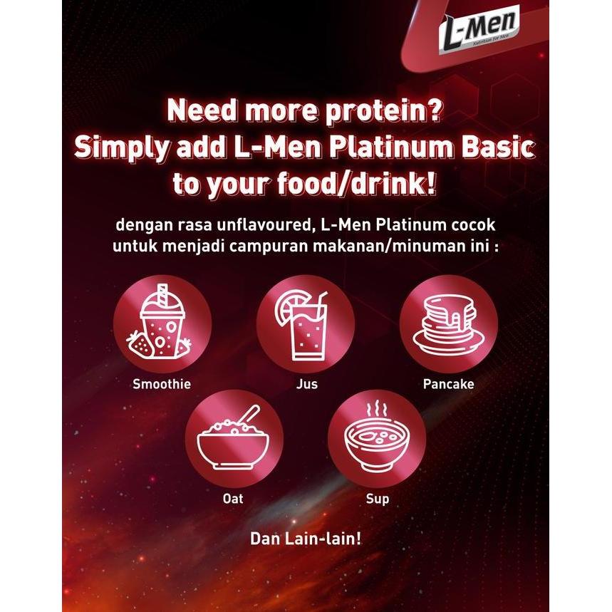 Gaskuyy- Buy 2 Free Shaker - L-Men Platinum Basic Whey Protein Unflavoured 800Gr 1,7Lbs - 25G Whey P