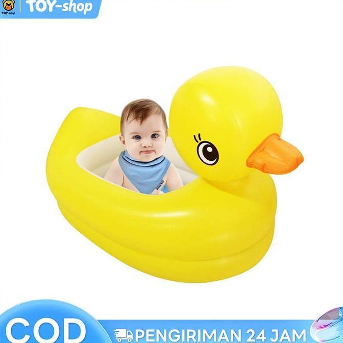 Kolam renang bebek kuning kecil, bak apung air kental, cincin renang tiup anak-anak, mainan kolam re