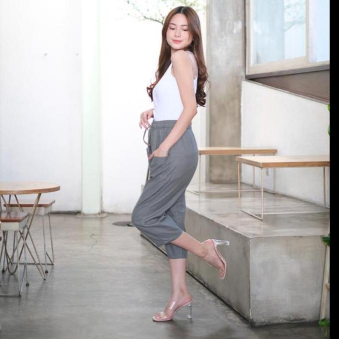 Pastikirim- Celana Pendek 7/8 Wanita Katun Linen Premium, Celana Wanita Amora Nhm