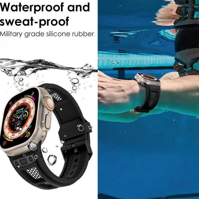 [Tali Jam] Smart Watch Strap Ultra 10 9 8 7 6 5 4 Se Hexa Force Band Karet Besi Premium Rubber Acces