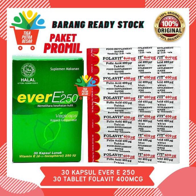 Hololoo- Paket Promil Ever E 30 Kapsul Dan Folavit 3 Strip 30 Tablet