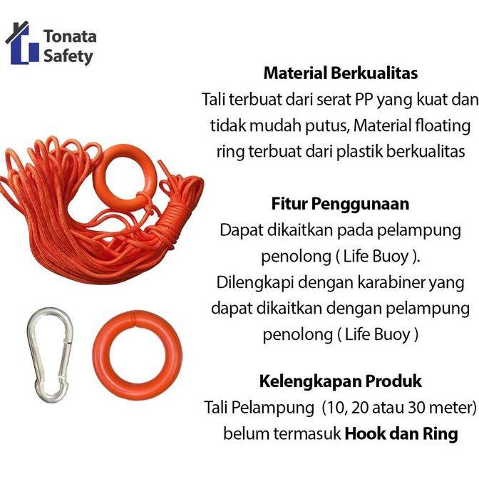 Tali Pelampung 8 mm / Rescue Rope 8 mm / Floating Rope untuk Ring Buoy / Tali Penolong Keselamatan A