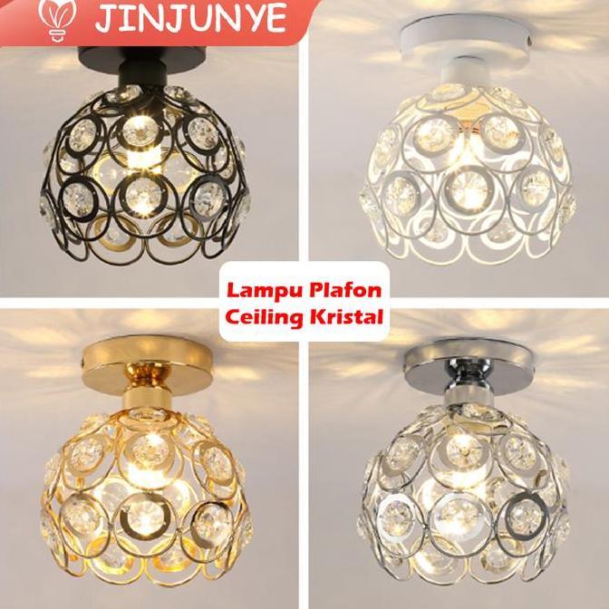 (Allthebest) Lampu Kristal Plafon Simple Minimalis Lampu Gantung Kristal Bulat