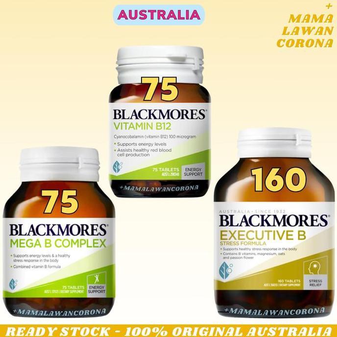 Hololoo- Blackmores Mega B Complex 75 Tablets Vitamin B12 B 12 Executive Stress Formula 160 Tablet