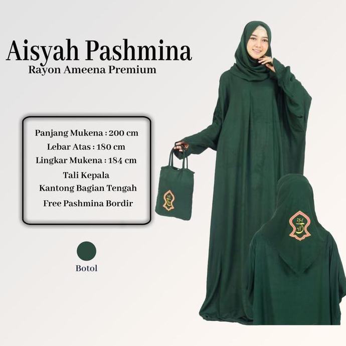 Otwkirim- Mukena Terusan Terompah Pashmina Aisyah Super Jumbo Rayon Polos Premium Panjang Muslim Dew