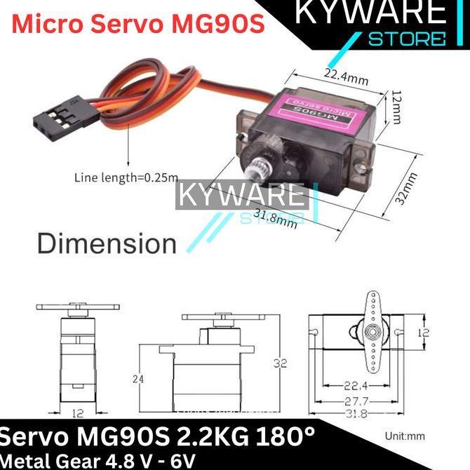 Lansungkirim- Tower Pro Micro Servo Motor Mg90S 180 Metal Gear 2.2Kg Mg 90S Kecil