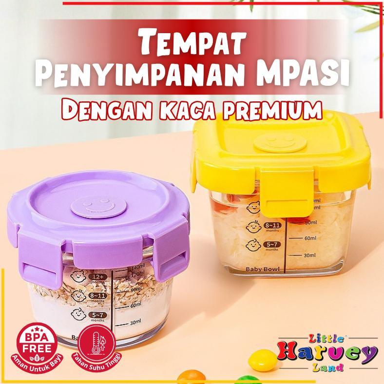 NEW Tempat MPASI Kaca Tempat Makan Bayi Anti Tumpah Kontainer Wadah Snack Mpasi Tahan Panas Microwav