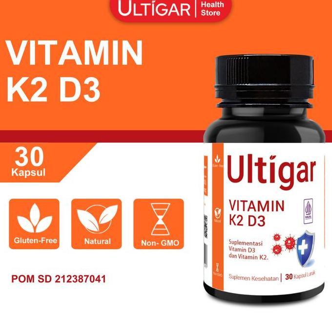Lgsgkemas- Ultigar Vitamin K2 + D3 - K2 120 Mcg D3 400 Iu - Isi 30 Kapsul Lunak - Suplemen Kesehatan
