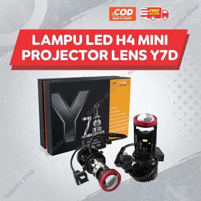 Lampu LED Mobil H4 Super Terang 12-24 Volt | Lampu Depan Mobil H4 Mini Projector Lens Y7D