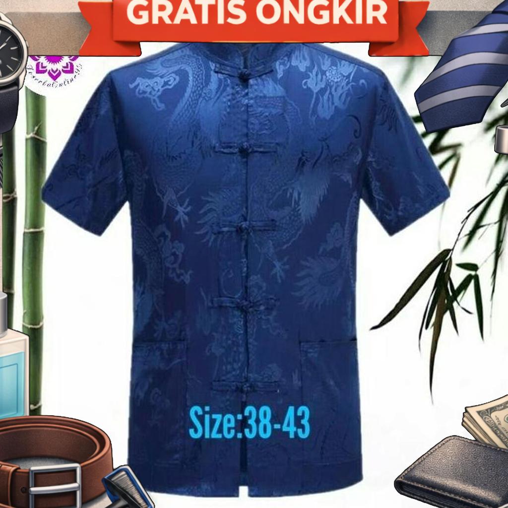 Promo.... Cheongsam Lengan Pendek Pria Merah Maroon.