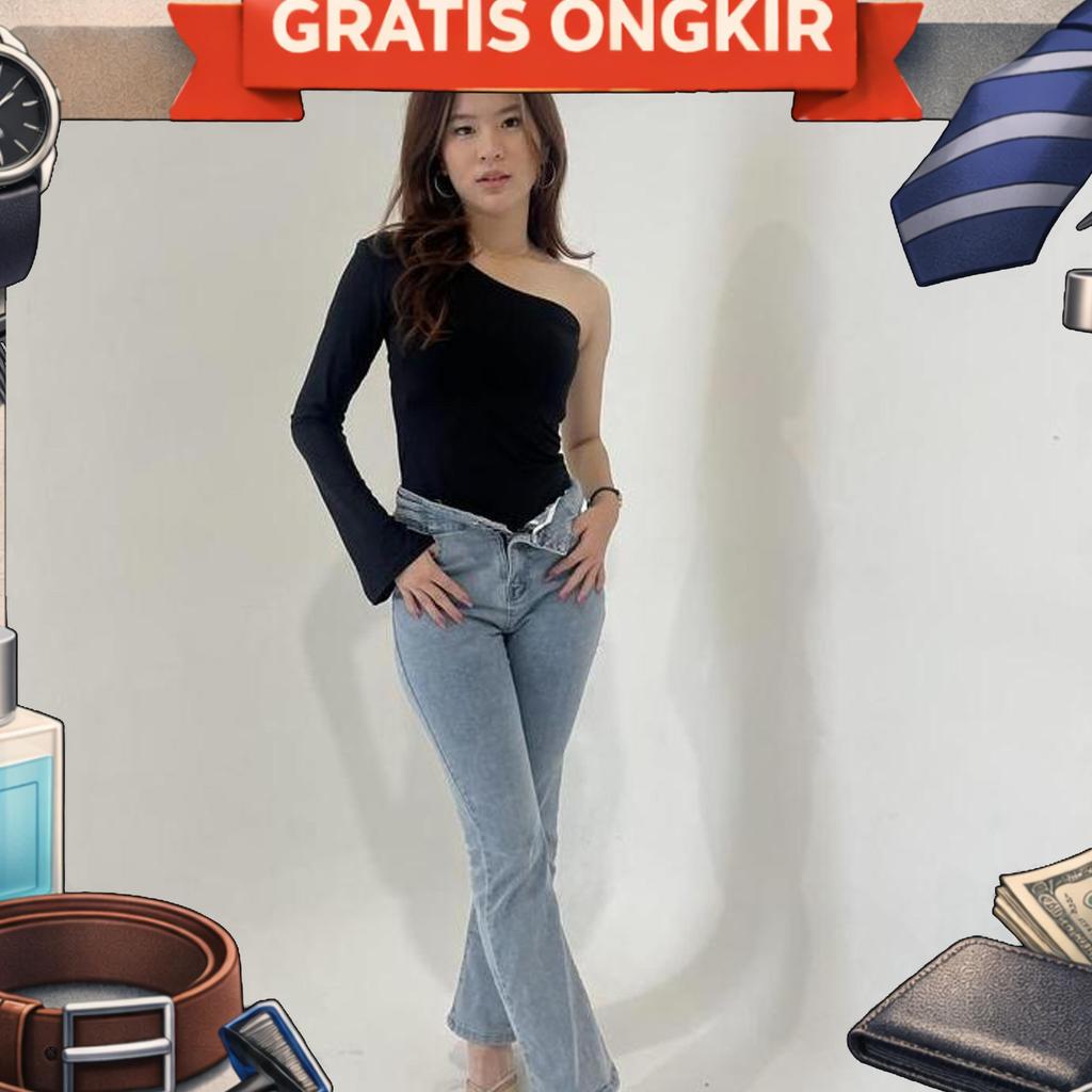 [Lolabae] Amber One Shoulder Bodysuit | Tarzan Top | One Shoulder Long Sleeve Top