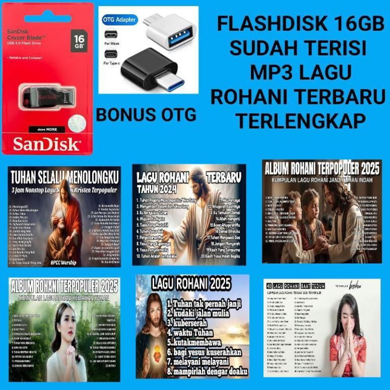 USB SUDAH TERISI MP3 LAGU ROHANI LENGKAP - USB 16GB ISILAGU INSTRUMEN GEREJA - USB 16GB MP3 LAGU WOR