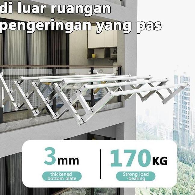 Jemuran Lipat Dinding Stainless Jemuran Baju Pakaian Dinding Rak Jemuran Tembok Gantungan Jemuran Je