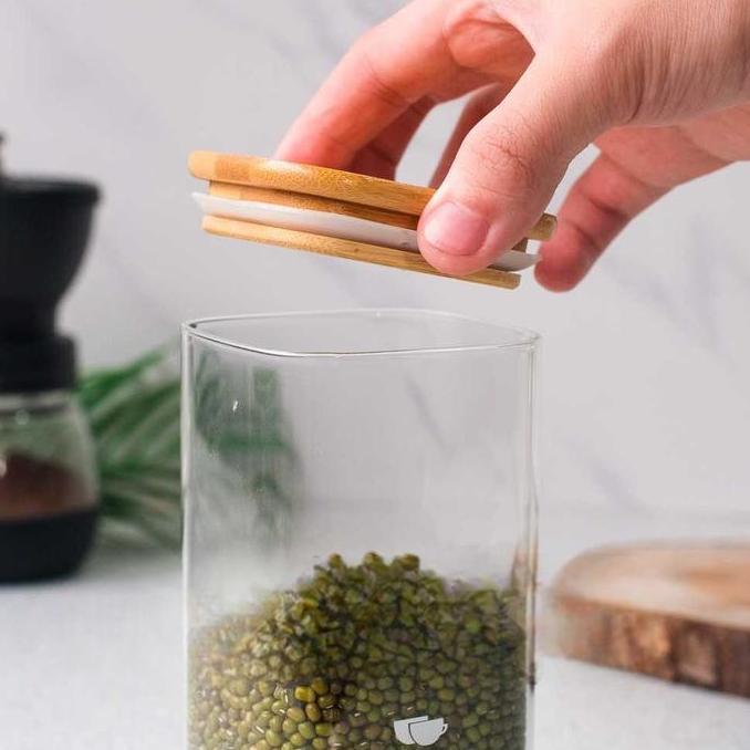 Toples Kaca Kedap Udara Besar Kecil Estetik Tutup Kayu Unik Lebaran
