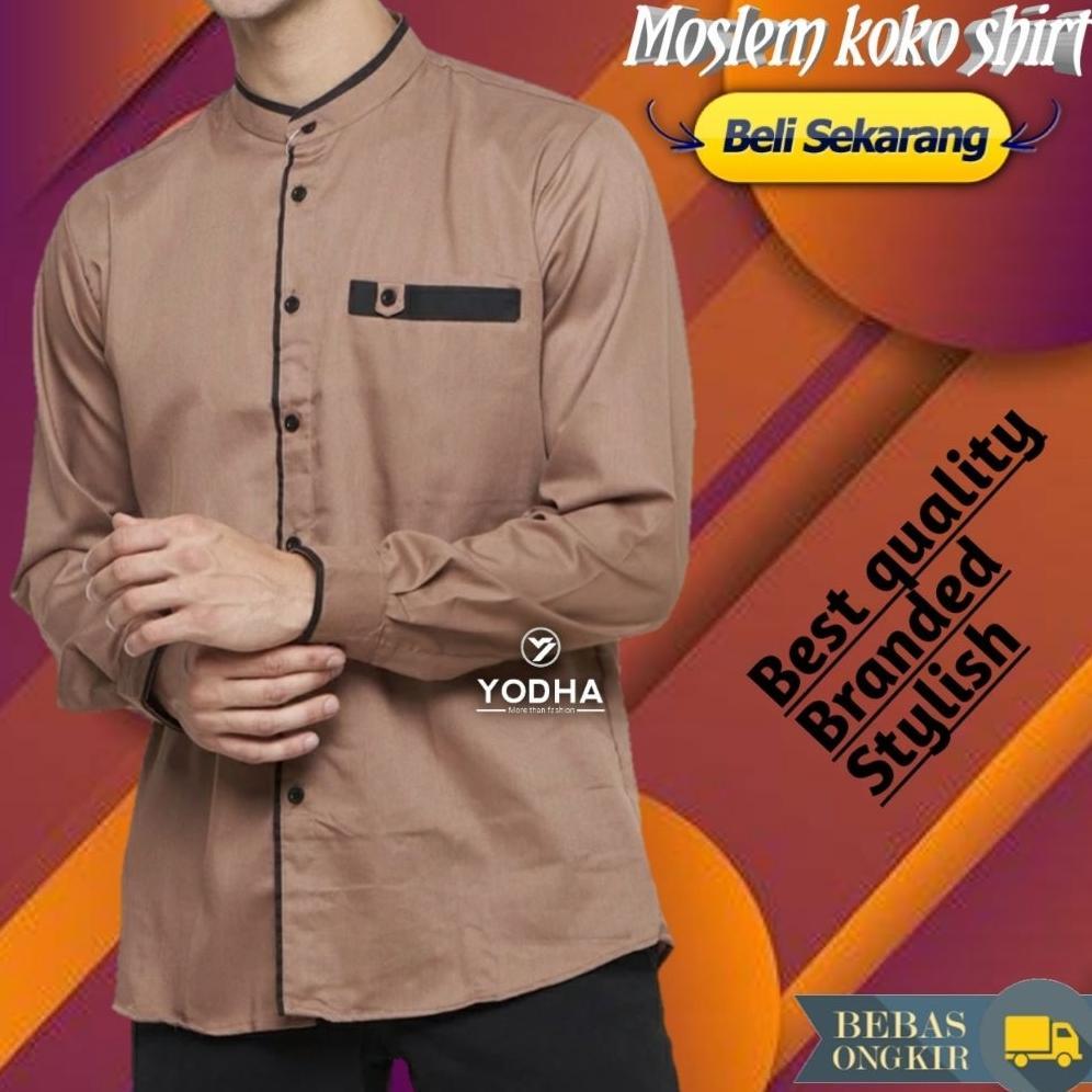 BIG PROMO BAJU KOKO PRIA PUTIH KEMKO LIST POLOS PRIA PANJANG BAJU KOKO DEWASA BASIC SHANGHAI SERAGAM